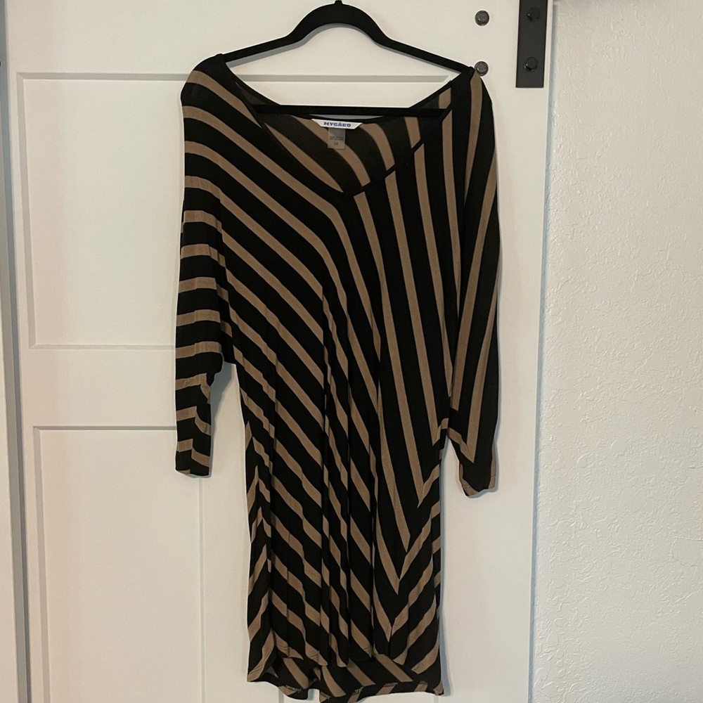 Black/Gold striped tunic or dress 2x